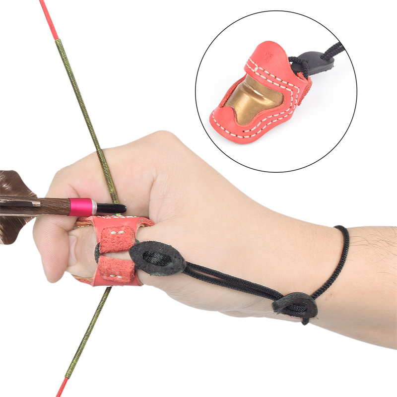 Elong Outdoor 420028 M Størrelse Bueskydning Thumb Ring Thumb Armour Håndlavet Finger Protector Thumb til Outdoor Shooting Tilbehør Finger Tab