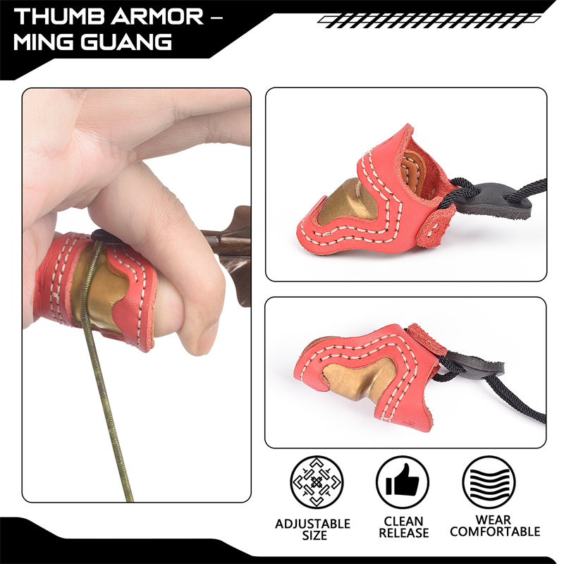 Elong Outdoor 420028 M Størrelse Bueskydning Thumb Ring Thumb Armour Håndlavet Finger Protector Thumb til Outdoor Shooting Tilbehør Finger Tab